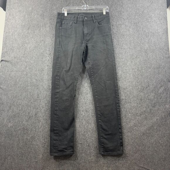 Uniqlo Selvedge Slim Jeans Men's 29x32 Black Faded Denim Stretch - Picture 1 of 10